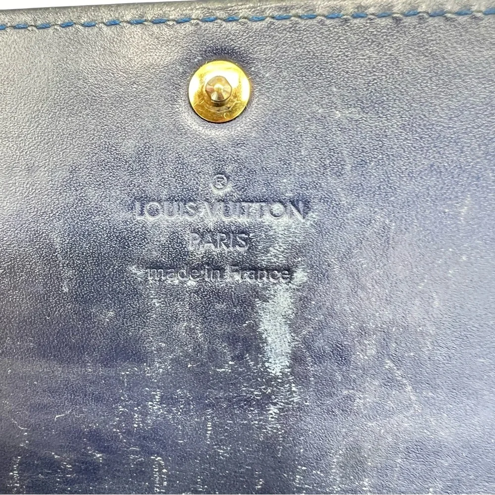 Louis Vuitton Ikat Floral Monogram Vernis Sarah Long Wallet in Grand Bleu
